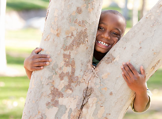 Image showing Young African American Boy in the Park
