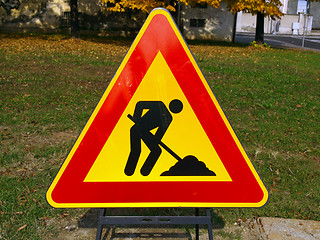 Image showing Road work sign