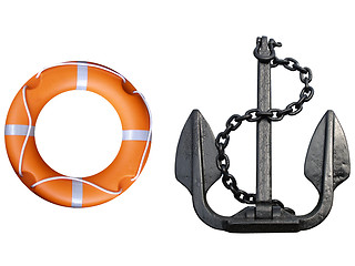 Image showing Lifebuoy and anchor