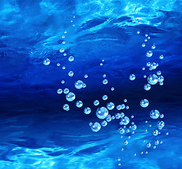 Image showing Blue bubbles underwater