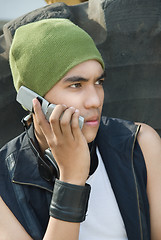 Image showing Portrait of calling urban guy