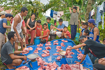 Image showing Meat sale in Philippine village
