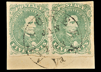 Image showing Rare First Confederate stamps, Jefferson Davis, postmark 1862.