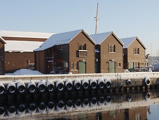 Image showing Winter in the harbour