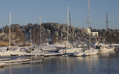 Image showing Winter in the harbour