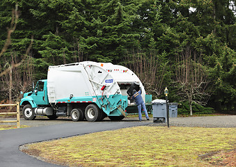 Image showing Garbage Truck and Sanitation Worker