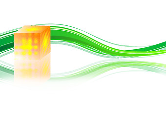 Image showing 3d cube and waves