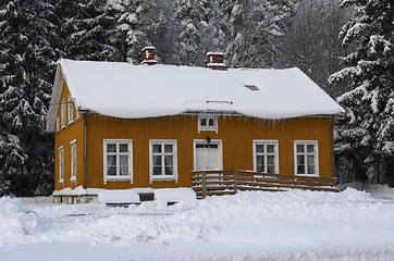 Image showing Yellow house in the forest