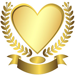 Image showing Gold and silver award-heart with ribbon