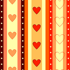 Image showing Valentine  striped seamless  background  with hearts 