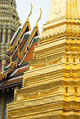 Image showing Detail of a golden stupa at Wat Phra Kaeo in Bangkok