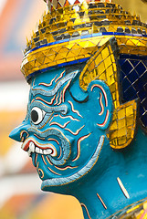 Image showing Head of mythical figure at Wat Phra Kaeo in Bangkok