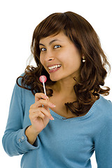 Image showing asian beauty with lollipop