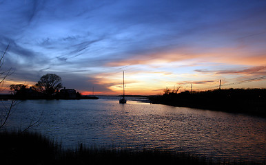 Image showing sailing with a beautiful sunset