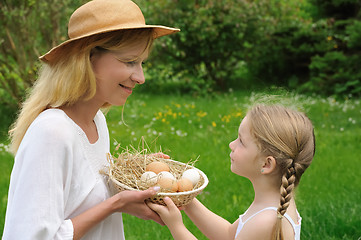 Image showing Mother and daughter having Easter time