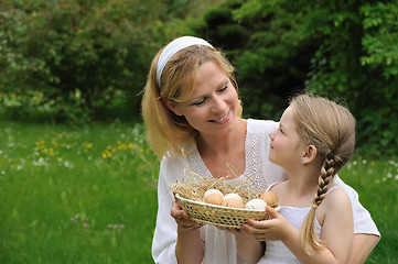 Image showing Mother and daughter having Easter time