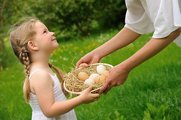 Image showing Mother and daughter having Easter time