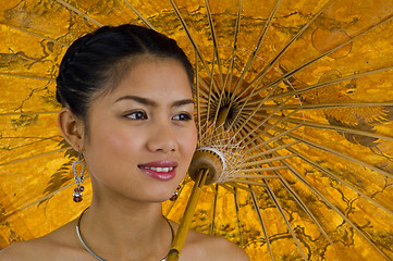 Image showing asian girl with umbrella