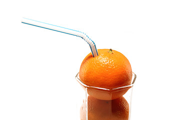 Image showing Tangerines with straws