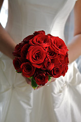 Image showing Red Rose bridal bouquet