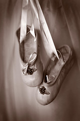 Image showing Dance slippers in sepia tone
