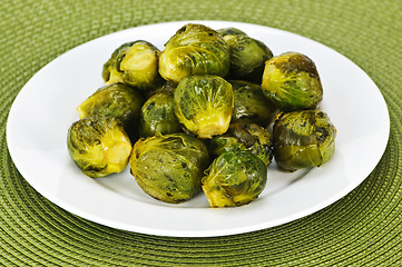 Image showing Plate of brussels sprouts