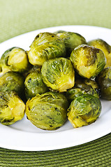 Image showing Plate of brussels sprouts