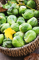 Image showing Basket of brussels sprouts