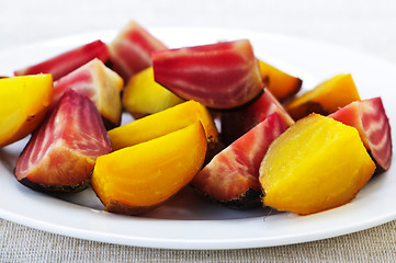 Image showing Roasted red and golden beets