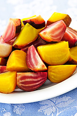 Image showing Roasted red and golden beets