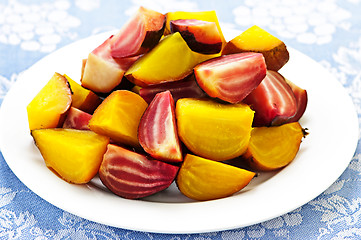 Image showing Roasted red and golden beets