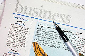 Image showing Business Newspaper & Pen