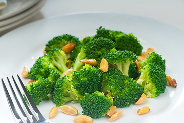 Image showing fresh sauteed broccoli and almonds