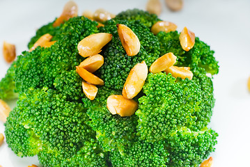 Image showing fresh sauteed broccoli and almonds