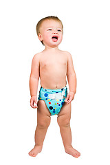 Image showing Cute Baby Boy Isolated Wearing Cloth Diaper 