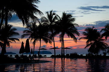 Image showing Evening in tropical hotel