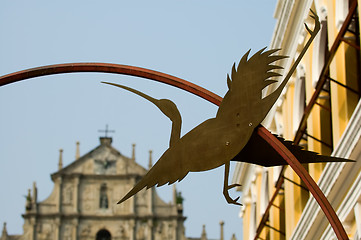 Image showing Statue of egret and Cathedral