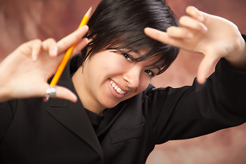 Image showing Multiethnic Girl Poses for Portrait