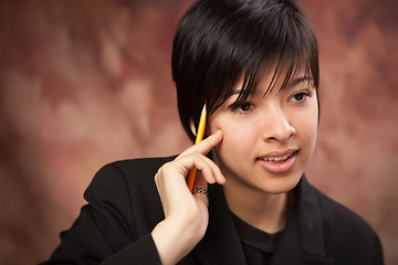 Image showing Multiethnic Girl Talking During Portrait.