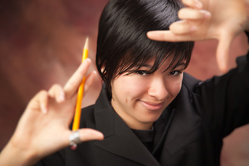 Image showing Multiethnic Girl Poses for Portrait