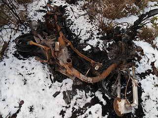 Image showing Burned moped