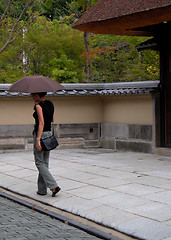 Image showing Woman Walking With Umbrella