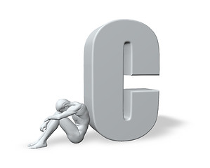 Image showing sitting man leans on uppercase letter C