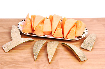 Image showing Pieces of cantaloupe.