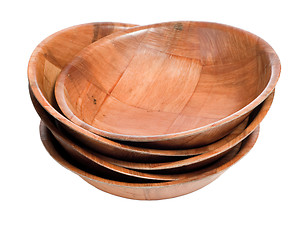 Image showing Stack of Wood Bowls