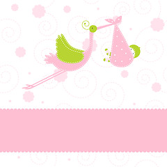 Image showing Baby girl arrival announcement card