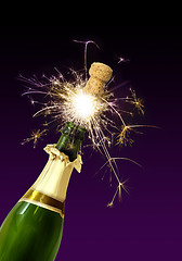 Image showing Champagne cork popping