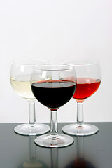 Image showing Red, rose and white wine, drink photo