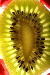 Image showing beautiful and fresh pomegranate grains and kiwi