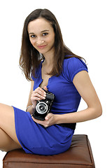 Image showing casual young woman photographer